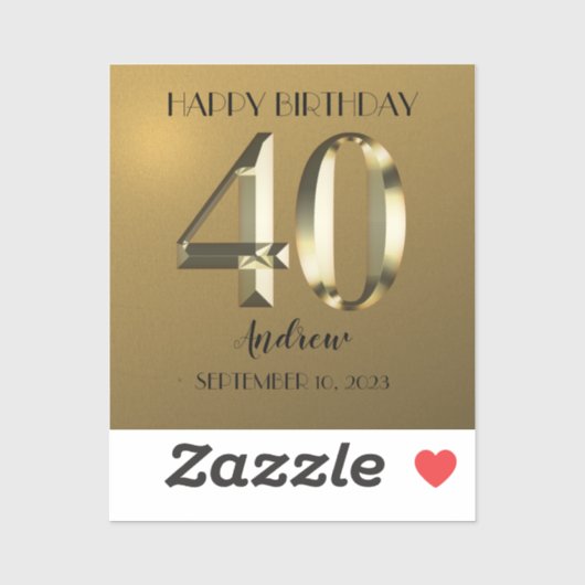 Sticker Feuille d'or métallique 40e anniversaire (Feuille)