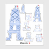 Sticker Feuille française Tour Eiffel Abstraite (Feuille)