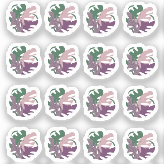 Sticker Feuille Monstera Mélange de verdure violette  (Recto)