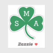 Sticker Feuille Shamrock verte avec monogramme personnalis (Feuille)