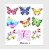 Sticker Feuilles d'autocollants découpées à papillons (Feuille)