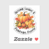 Sticker Feuilles d'automne et Citrouilles s'il vous plaît (Feuille)