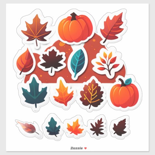 Sticker Feuilles d'automne et conception de citrouilles po (Feuille)