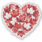 Sticker Feuilles d'érable canadiennes. Cœur. Canada.  (Devant)