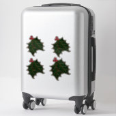 Sticker Feuilles Holly et Berries en verre satiné (Sur valise)