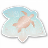 Sticker Feuilles tropicaux de la tortue d'or rose (Devant)