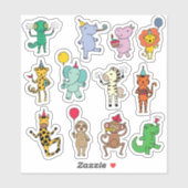 Sticker Feuillet d'autocollant d'Anniversaire des animaux (Feuille)