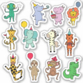 Sticker Feuillet d'autocollant d'Anniversaire des animaux (Devant)