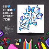 Sticker Feuillet d'autocollant décoratif Papillon Bleu