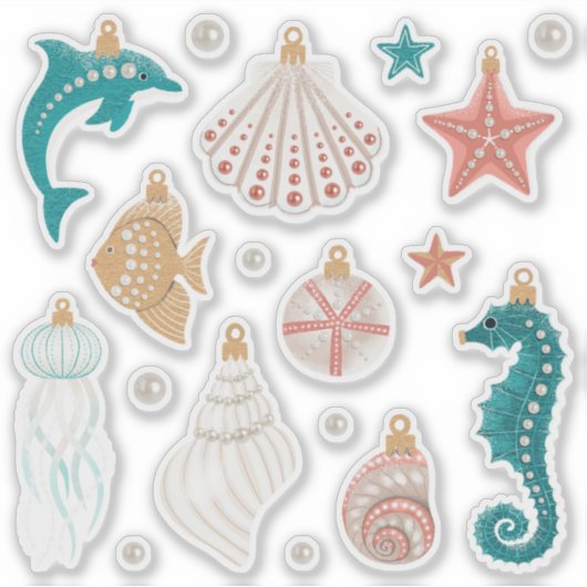 Sticker Feuillet d'autocollant des ornements de Noël côtie (Devant)