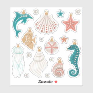 Sticker Feuillet d'autocollant des ornements de Noël côtie