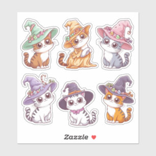 Sticker Feuillet d'autocollant pour chats en caricature d'