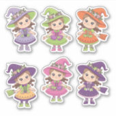 Sticker Feuillet d'autocollants adorable sorcières d'Hallo (Devant)