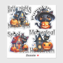 Feuillet d'autocollants Halloween Kittens et Citro
