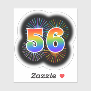 Sticker Feux d'artifice amusants + Motif arc-en-ciel "56"