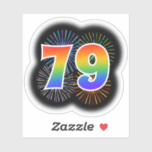 Sticker Feux d'artifice amusants + Motif arc-en-ciel "79"