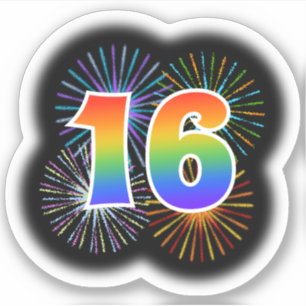 Sticker Feux d'artifice d'amusement + Motif "16"