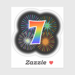 Sticker Feux d'artifice d'amusement + Motif "7"