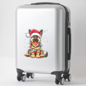 Sticker Feux de Noël du chien berger allemand Santa Hat Xm (Sur valise)