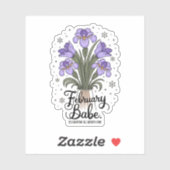 Sticker Février Baby Anniversaire Violet & Iris Flower (Feuille)
