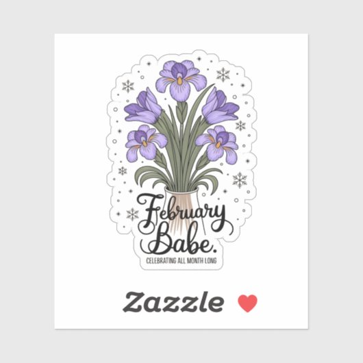 Sticker Février Baby Anniversaire Violet & Iris Flower (Feuille)