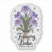 Sticker Février Baby Anniversaire Violet & Iris Flower (Devant)