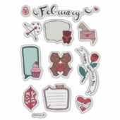 Sticker Février Planche d'autocollants – Oursons mignons & (Devant)
