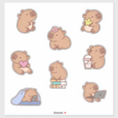 Sticker Fiche d'autocollants de Doodle Capybara mignon (Feuille)