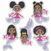 Sticker Fiche d'autocollants de sirène noire mignonne (5 p (Devant)