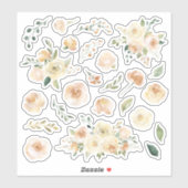 Sticker Fiche de bouquets floraux Roses d'aquarelle crème (Feuille)