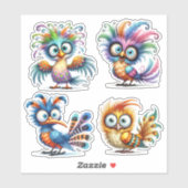 Sticker Fiche de l'autocollant Drôle Oiseaux (Feuille)