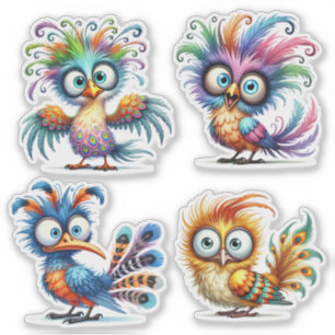 Sticker Fiche de l'autocollant Drôle Oiseaux