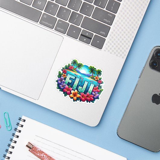 Sticker Fidji (Ordinateur portable avec iPhone)