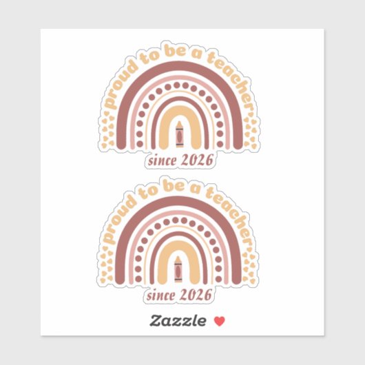 Sticker Fier d'être un professeur rétro marron orange (Feuille)
