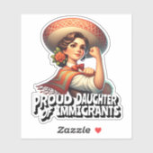 Sticker Fier fille d'immigrants rose rétro (Feuille)
