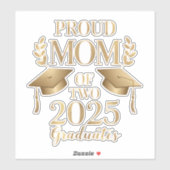 Sticker Fier maman de deux diplômés 2025 jumeaux diplômés (Feuille)