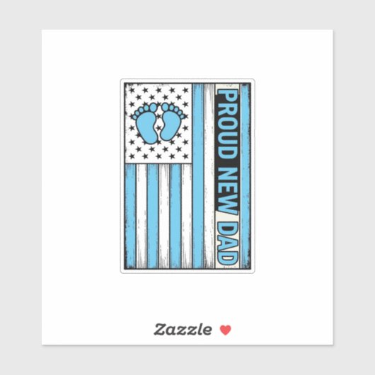 Sticker Fier Nouveau Papa Pieds de Bébé Drapeau Vector Des (Feuille)