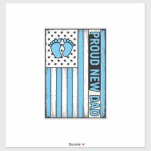 Sticker Fier Nouveau Papa Pieds de Bébé Drapeau Vector Des
