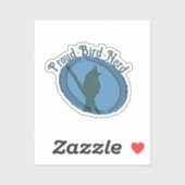 Sticker Fier Oiseau Nerd Silhouette Bleu Gris Birder (Feuille)