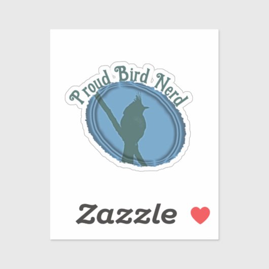 Sticker Fier Oiseau Nerd Silhouette Bleu Gris Birder (Feuille)