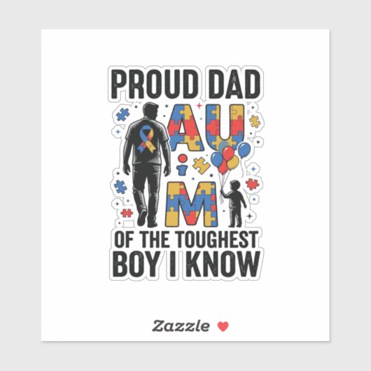 Sticker Fier papa Autisme Garçon le plus dur Design vector (Feuille)