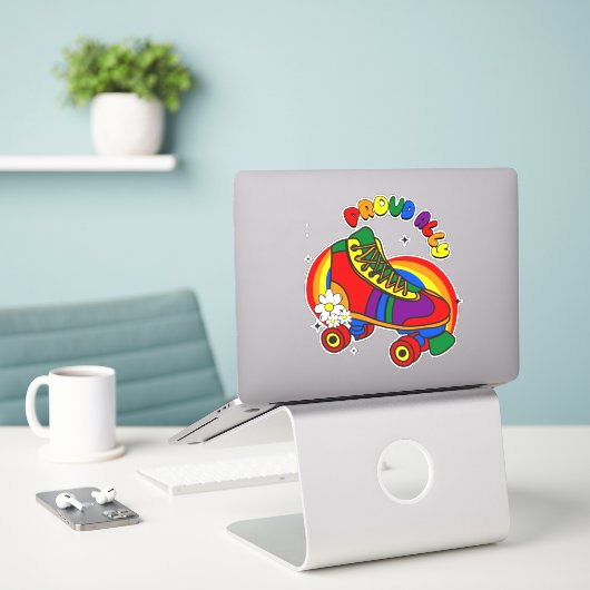 Sticker Fière Ally Rainbow Skate (Ordinateur portable sur le bureau)