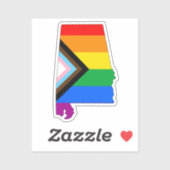 Sticker Fierté de l'État de l'Alabama LGBTQ Progress Pride (Feuille)