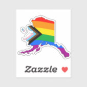 Sticker Fierté de l'État de l'Alaska LGBTQ Progress Pride (Feuille)