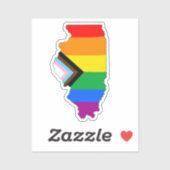 Sticker Fierté de l'État de l'Illinois LGBTQ Progress Prid (Feuille)