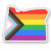 Sticker Fierté de l'État de l'Oregon LGBTQ Progrès Pride (Recto)