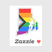 Sticker Fierté de l'État de Rhode Island LGBTQ Progress Pr (Feuille)