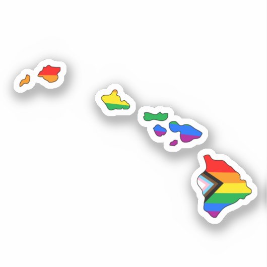 Sticker Fierté de l'État d'Hawaii LGBTQ Progress Pride (Recto)