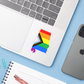 Sticker Fierté d'État LGBTQ Progress Pride (Ordinateur portable avec iPhone)