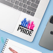 Sticker Fierté ensemble bisexuelle (Ordinateur portable avec iPhone)